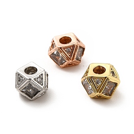 Rack Plating Brass Micro Pave Cubic Zirconia Beads, Long-Lasting Plated, Cadmium Free & Lead Free, Faceted, Cornerless Cube Beads