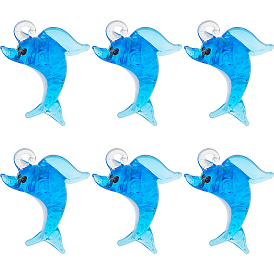 6 шт. светящиеся стеклянные подвески, дельфин, светится в темноте
