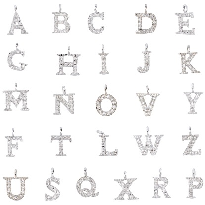Messing Mikro ebnen Zirkonia Anhänger, Buchstabe a ~ z