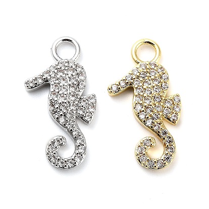 Латунные микро проложить кубического циркония подвески, амулеты в виде морского конька, стойки покрытие, долговечный, без свинца и без кадмия