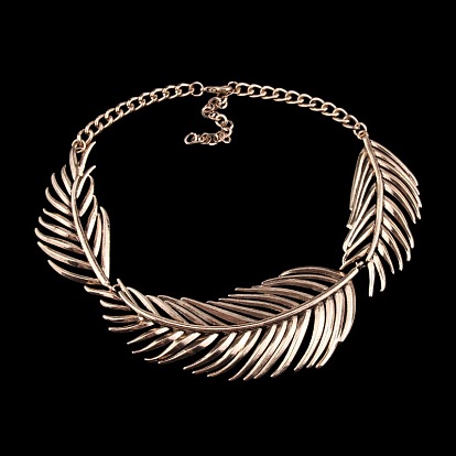 Exotic Vintage Punk Metal Leaf Necklace - Bold and Unique Collarbone Chain