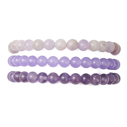 3Шт. браслетов из круглых бусин натурального аметиста, окрашенного малайзийского нефрита и лавандового аметиста для женщин