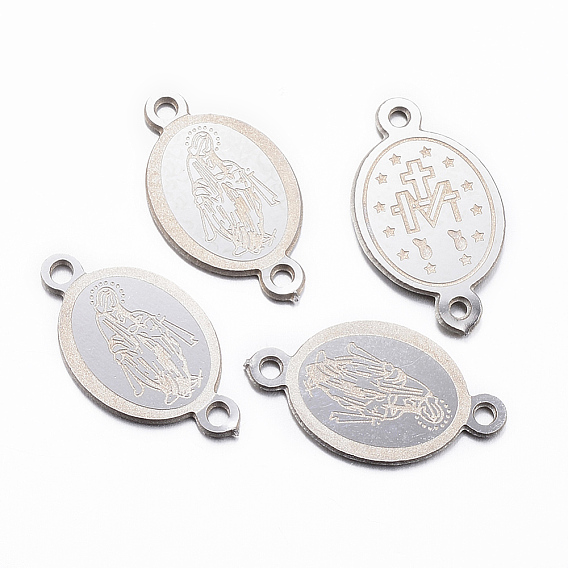 Ионное покрытие (ip) 304 звенья / соединители из нержавеющей стали, овальные с рисунками " virgin mary"