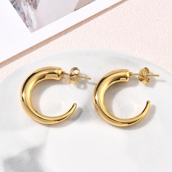 304 boucles d'oreille en acier inoxydable, boucles d'oreilles demi-créoles