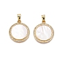 Латунные микропаве прозрачные подвески с фианитом, без кадмия и без свинца, с оболочкой, плоские круглые прелести