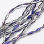 Rice Electroplated Glass Beads Strands, Faceted, Half Rainbow Plated, 13x4mm, Hole: 1mm, about 60pcs/strand, 29.9 inch