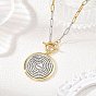 Two Tone 304 Stainless Steel Paperclip Chain Religion Bible Coin Pendant Necklaces