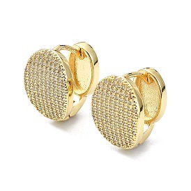 Rack Plating Brass Micro Pave Cubic Zirconia Hoop Earring, Cadmium Free & Lead Free, Long-Lasting Plated, Round