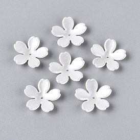 ABS Plastic Imitation Pearl Bead Caps, 5-Petal Flower