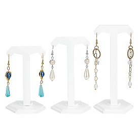 3 размеры т-образных непрозрачных акриловых висячих подставок для серег, с магнитными застежками и шестигранными основаниями