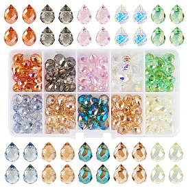 130 шт. 10 стили гальванических стеклянных бусин, прозрачные стеклянные амулеты, граненые, гальваническое покрытие, слеза