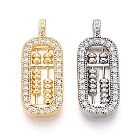 Натуральный белый оболочки подвески, Подвески в виде абакуса из латуни с микропаве и прозрачными кубическими циркониями