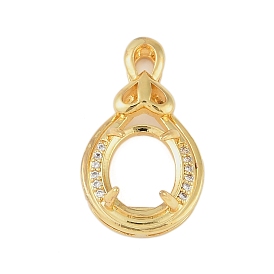 Brass Micro Pave Clear Cubic Zirconia Pendant Cabochon Settings, Teardrop