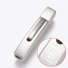 304 Fermoirs à baïonnette en acier inoxydable avec bouton poussoir, Rectangle avec logo