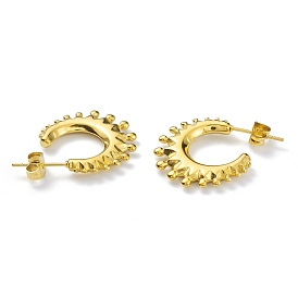 304 Stainless Steel Sun Stud Earrings, Half Hoop Earrings for Women