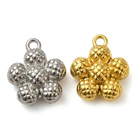 Ion Plating(IP) 304 Stainless Steel Pendants, Flower Charm