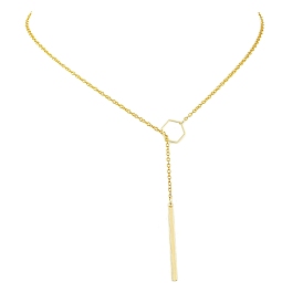 Brass Lariat Necklaces, Cable Chains, with 304 Stainless Steel Pendants