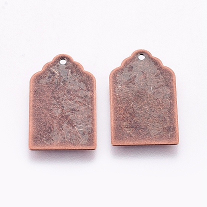 Metal Tags, Brass Stamping Blank Tag Pendants, 21x12x0.5mm, Hole: 1mm