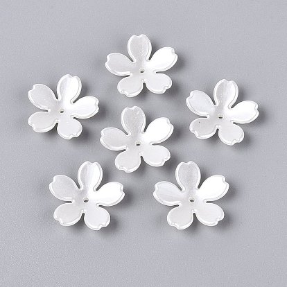 ABS Plastic Imitation Pearl Bead Caps, 5-Petal Flower