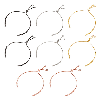 8 шт. 4 цвета латунные цепочки-слайдеры изготовление браслетов с прозрачным кубическим цирконием, изготовление браслета тянущего типа