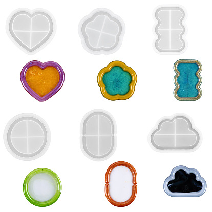 Food Grade Silicone Coaster Molds, for UV Resin, Epoxy Resin Jewelry Making, White
