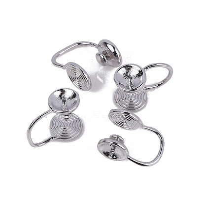 Brass Clip-on Earring Findings, with Pin Peg Bails for Half Drilled Beads