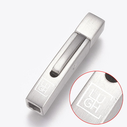 304 Fermoirs à baïonnette en acier inoxydable avec bouton poussoir, Rectangle avec logo