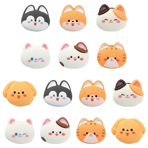 14шт. 7 стили мультяшных кошек, застежки для значков из смолы, покрашенный золотой латунный значок для рюкзака или одежды