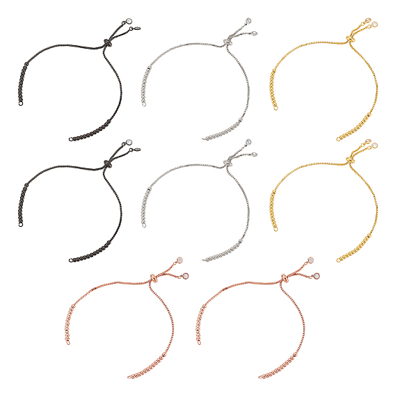 8 шт. 4 цвета латунные цепочки-слайдеры изготовление браслетов с прозрачным кубическим цирконием, изготовление браслета тянущего типа