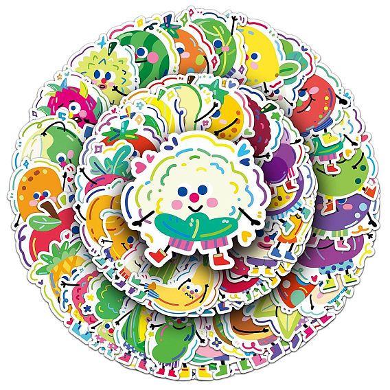 50шт. ПВХ наклейки с изображением фруктов и овощей, самоклеящийся, для чемодана, скейтборде, холодильник, шлем, наклейки на корпус мобильного телефона