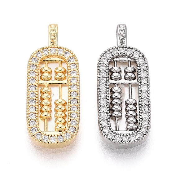 Натуральный белый оболочки подвески, Подвески в виде абакуса из латуни с микропаве и прозрачными кубическими циркониями