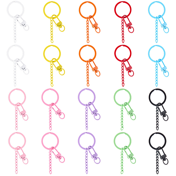 20 шт. застежки-карабины из экологически чистого сплава, окрашенные распылением, без кадмия, без никеля и без свинца, кольцо, с цепями