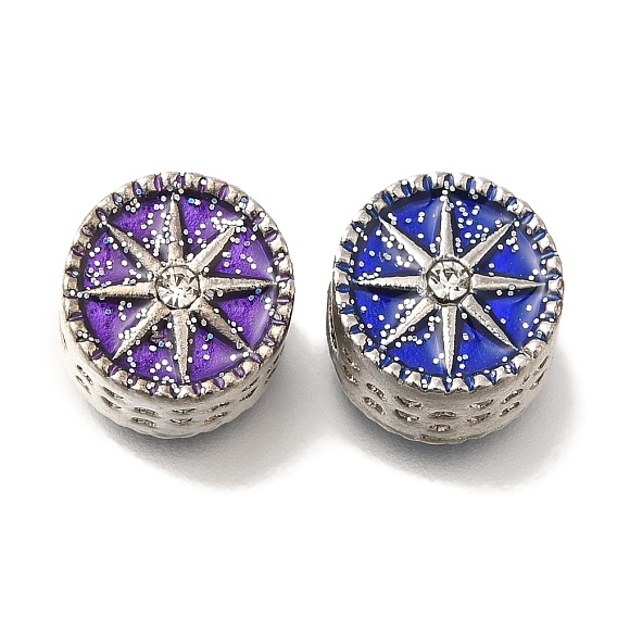 Наберешь покрытие эмали сплава европейские шарики, со стразами и пайетками, без свинца и без кадмия, бусины с большим отверстием, плоские круглые со звездой