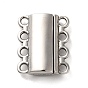304 Stainless Steel Multi-Strands Magnetic Slide Clasps, 4-Strand, 8-Hole, Rectangle