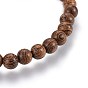 Perles de bois s'étendent bracelets, avec des pierres précieuses naturelles et des perles d'hématite synthétique non magnétique