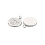 Ion Plating(IP) 304 Stainless Steel Pendant Enamel Settings, with Jump Rings, Flat Round
