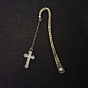 Luminous Alloy Bookmarks, Glow in the Dark Hook Bookmarks, Cross Pendant Book Marker, with Cable Chains
