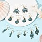 Ocean Alloy & Shell Pearl & 304 Stainless Steel Dangle Earrings, Mixed Shapes