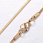 304 Stainless Steel Snake Chain Necklaces, with Lobster Claw Clasps, 17.9 inch(455mm), 1mm