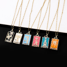 Retro Tarot Pendant Necklace with Hip-hop Cool Style and Vintage Fashion Vibe