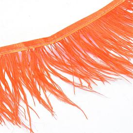 Fashion Ostrich Feather Cloth Strand Costume Accessories, 80~100mm, about 10yards/bag