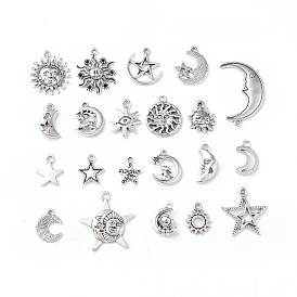 Tibetan Style Alloy Pendants, Star & Moon & Sun Charms