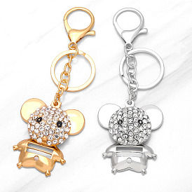 Sparkling Mouse Keychain with Rhinestones - Cute Animal Bag Charm Pendant