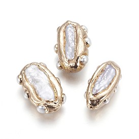 Perle baroque naturelle perles de keshi, perle de culture d'eau douce, bord plaqué or, nuggets