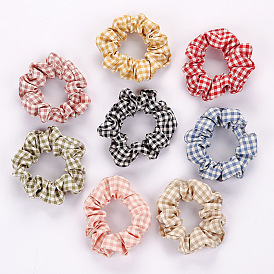 Sweet Plaid Bow Hair Ties for Girls, School Style Fabric Elastic Hairbands