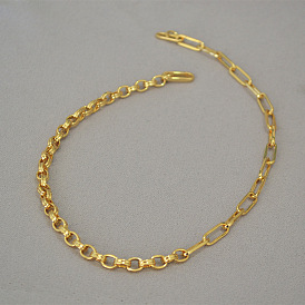 Exaggerated minimalist metal chain splice necklace - brass.