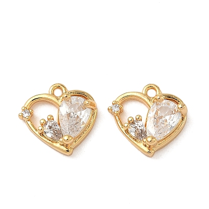 Латунные микропаве прозрачные кубические циркониевые подвески, в форме сердца, без никеля 
