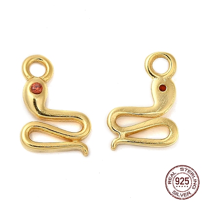 925 Sterling Silver Micro Pave Cubic Zirconia Charms, Snake Charm