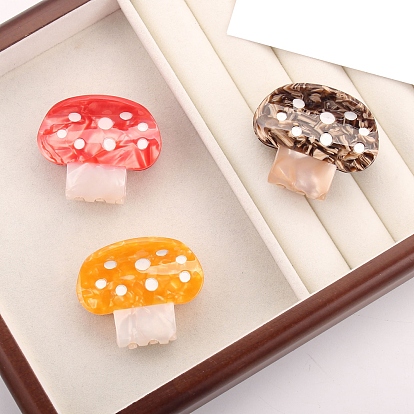 Cute Mushroom Cellulose Acetate Claw Hair Clips, for Women Girl Thick Hair