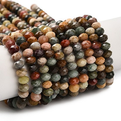 Бусы из натурального алашанского агата, граненые, рондель